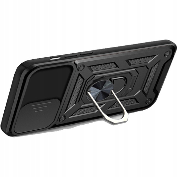 Etui pancerne do iPhone 16E, CamShield Slide, czarne + Szkło Hartowane 9H
