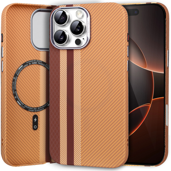 Etui do iPhone 16 Pro Max, Carbon Fiber MagSafe, żółte