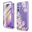 Etui do Samsung Galaxy A54 5G, Suritch Full Body Flowers, fioletowe