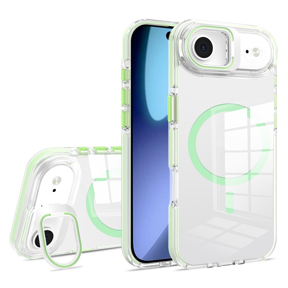 Etui do iPhone Air, do MagSafe, z podstawką, przezroczyste z zielonymi akcentami