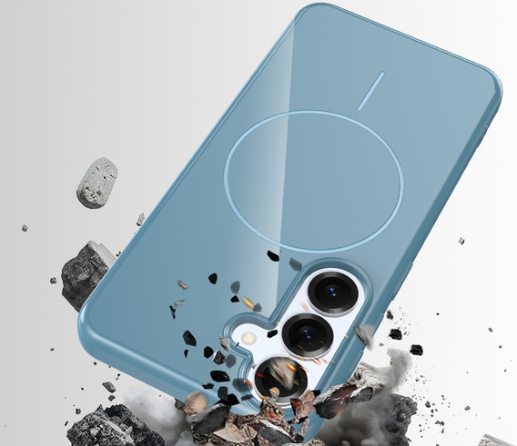 Etui do Samsung Galaxy S25 FE, Silicone Lite, do MagSafe ze smyczką, niebieskie