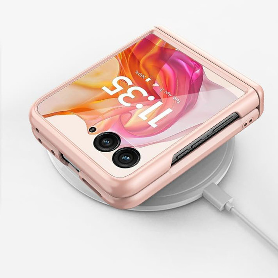 Etui do Motorola Razr 60 Ultra – Glitter PC Case ze szkłem i podstawką - różowe rose gold