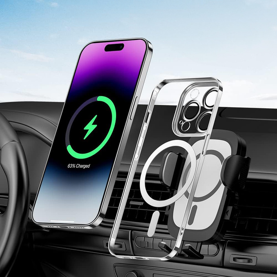 Etui do iPhone 14 Pro, ERBORD Hybrid MagSafe Case, srebrne