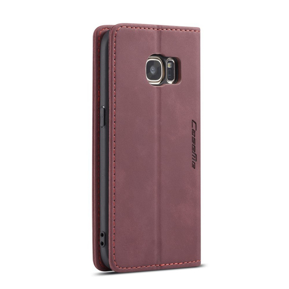 Etui CASEME do Samsung Galaxy S7, Leather Wallet Case, bordowe