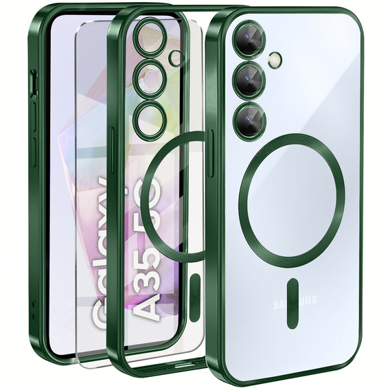 Etui do Samsung Galaxy A35 5G, Electro MagSafe, zielone + Szkło na ekran