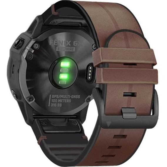 Pasek ze skóry ekologicznej Quickfit 26mm do Garmin, Kawowy
