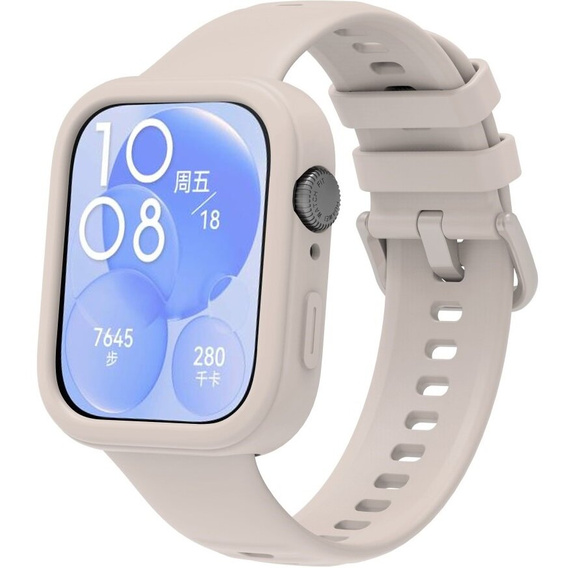 Etui Silikonowe do Huawei Watch Fit 3, beżowe