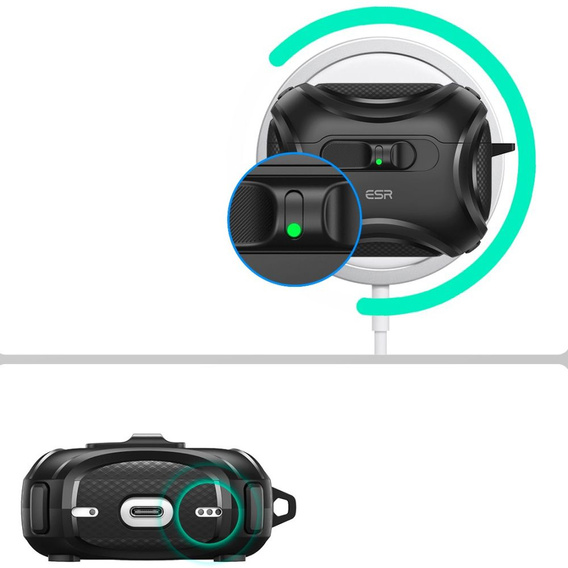 ESR Etui na słuchawki Airpods Pro 3, Cyber Flicklock Halolock MagSafe, black