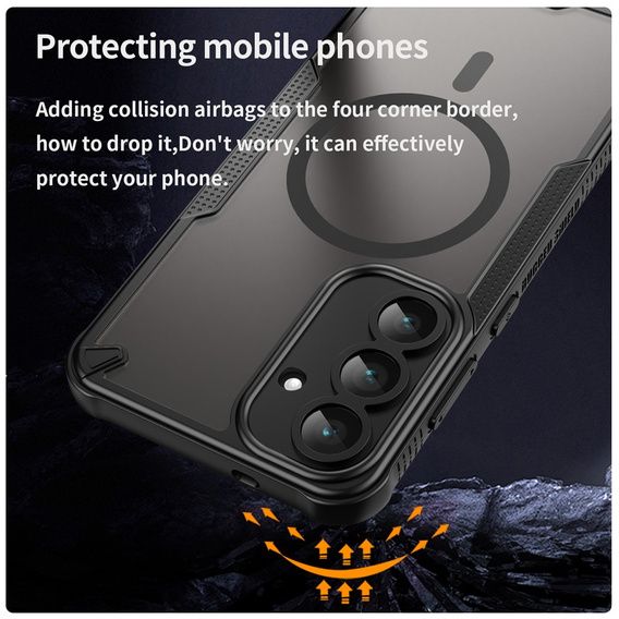 Etui Matt Case do Samsung Galaxy S25 FE, do MagSafe, wzmocnione, matowe czarne