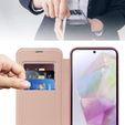 Etui z klapką do Samsung Galaxy A56 5G, RFID Wallet MagSafe z ochroną aparatu, różowe
