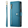 Etui z klapką do Samsung Galaxy S25 Ultra, Wallet Zipper Pocket, niebieskie