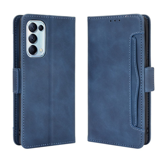 Etui z klapką do Oppo Reno 5 5G, Card Slot, niebieskie