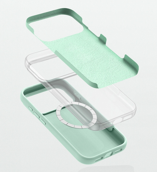 Etui silikonowe do iPhone 17 Pro - kompatybilne z MagSafe, antywstrząsowe, zielone