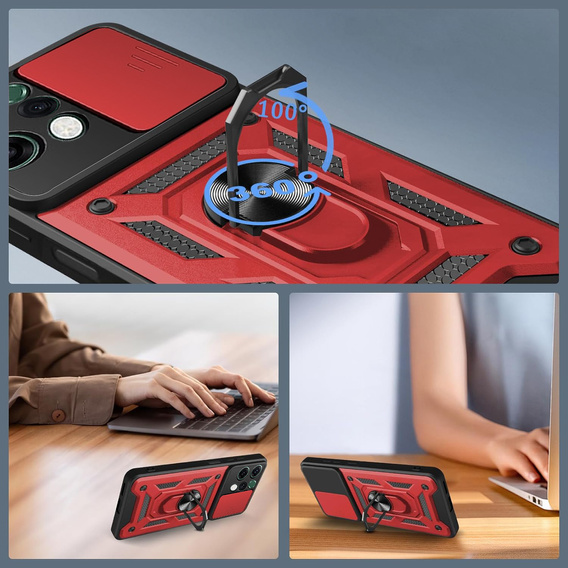 Etui pancerne do Oppo Reno 14, CamShield Slide, czerwone