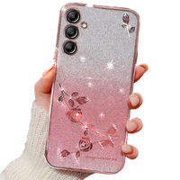 Etui do Samsung Galaxy A25, Glitter Flower, różowe rose gold