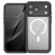 Etui Wodoodporne IP68 do iPhone 17 Pro Max, Redpepper, do MagSafe, przezroczyste z czarną ramką