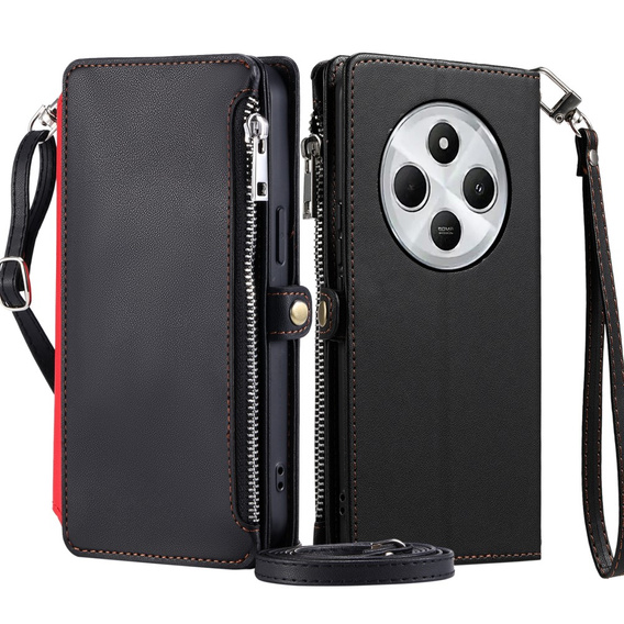 Etui z klapką do Xiaomi Redmi 14C / Xiaomi Poco C75, Wallet Zipper Pocket, czarne