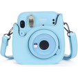 Etui do Fujifilm Instax Mini 11, skórzany pokrowiec z paskiem, niebieskie