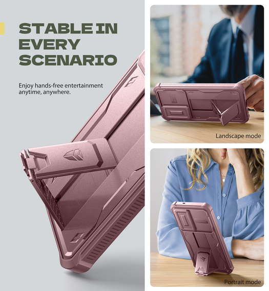 Etui pancerne do Samsung Galaxy S25 FE, Dexnor Full Body (Two Frames), różowe