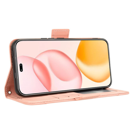 Etui z klapką do Honor 400 Pro 5G, Card Slot, różowe