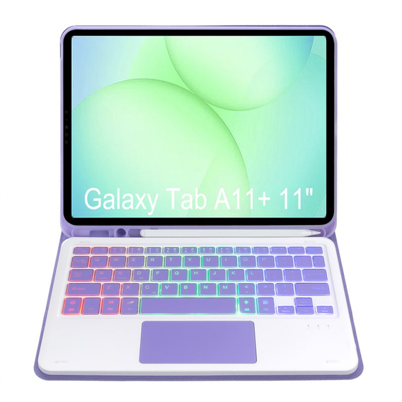 Etui z podświetlaną klawiaturą Bluetooth i touchpadem do Samsung Galaxy Tab A11+ – fioletowe