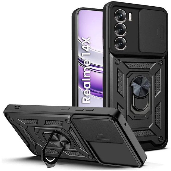 Etui pancerne do Realme 14X / Realme C75, CamShield Slide, czarne