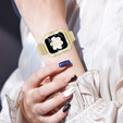 Bransoleta + Etui z Diamentami do Apple Watch 7/8/9 45mm, Złota
