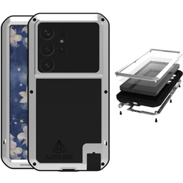 Etui Love Mei do Samsung Galaxy S25 Ultra, pancerne ze szkłem, szare