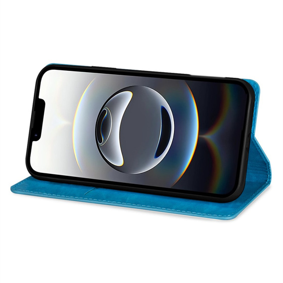 Etui z klapką do iPhone 16E, Card Slot Glittery, niebieskie