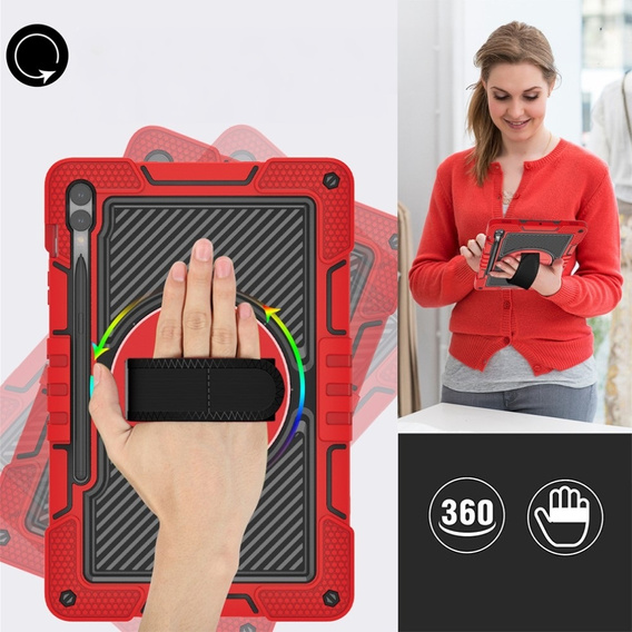 Etui do Samsung Galaxy Tab S9+, Pancerne Ochronne, Czerwone / Czarne