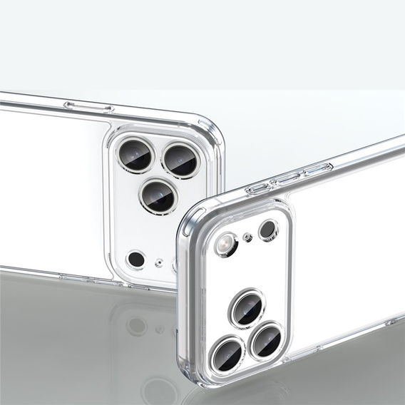 Etui do iPhone 17 Pro Max, silikonowe z twardym tyłem, przezroczyste