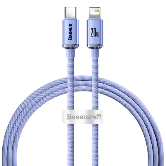 Baseus kabel Crystal Shine USB-C - Lightning 1,2 m 20W - fioletowy