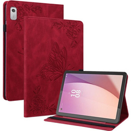 Etui do Lenovo Tab M9, Wallet Pen Slot, butterflies, czerwone