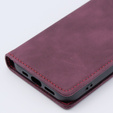 Etui do iPhone 15, ERBORD Vintage portfel z klapką, czerwone