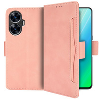 Etui z klapką do Realme C55, Card Slot, różowe