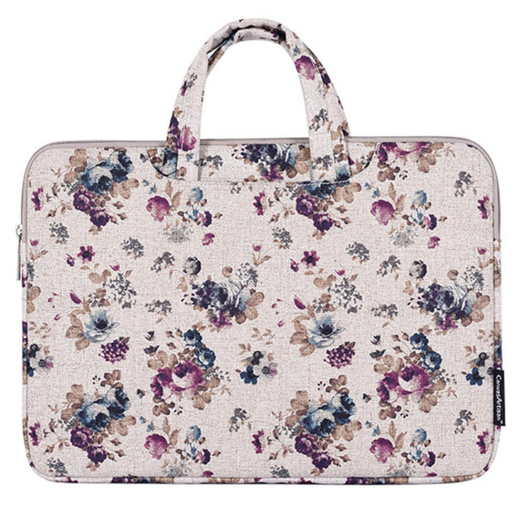 Etui na Laptopa 13" z Kwiatowym Wzorem i Uchwytem - Khaki