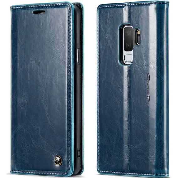 Etui z klapką CASEME do Samsung Galaxy S9+ Plus, Waxy Textured, niebieskie