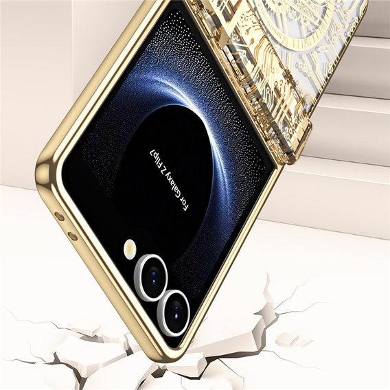 Etui do Samsung Galaxy Z Flip7 5G, Mechanical Legend, złote