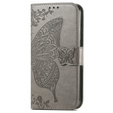 Etui z klapką do Samsung Galaxy A15, Butterfly, szare + szkło 9H