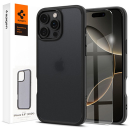Etui Spigen do iPhone 16 Pro Max, Ultra Hybrid, czarne / matowe + Szkło Hartowane 9H