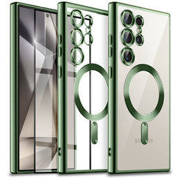 Etui do Samsung Galaxy S24 Ultra, Electro MagSafe, zielone + Szkło Full Glue Ceramic