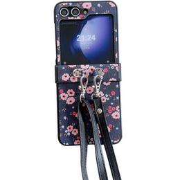 Etui do Samsung Galaxy Z Flip7 FE / Z Flip6, z paskiem na ramię, niebieskie