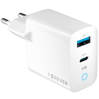 Forever Ładowarka Sieciowa 65W GaN 1x USB-C 1x USB-A, biała