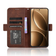 Etui z klapką do Xiaomi Poco F7 Pro, Card Slot, brązowe