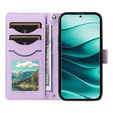 Etui z klapką do Xiaomi Redmi Note 14 Pro 5G / Xiaomi Redmi Note 14 Pro+ 5G / Xiaomi Poco X7 5G, Rhombus Crossbody Leather, fioletowe