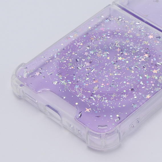 Etui do Samsung Galaxy Z Flip 4 5G, Sparkle, do Magsafe, fioletowe