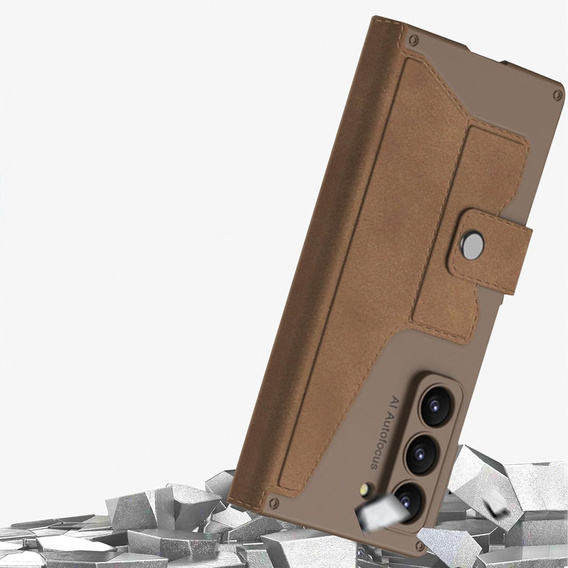 Etui portfelowe z klapką do Samsung Galaxy Z Fold 7 5G – brązowe