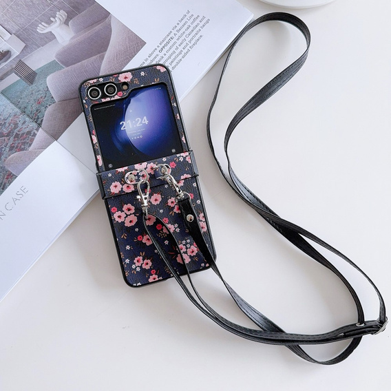 Etui do Samsung Galaxy Z Flip7 FE / Z Flip6, z paskiem na ramię, niebieskie