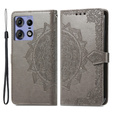 Etui z klapką do Motorola Edge 50 Pro, Mandala, szare