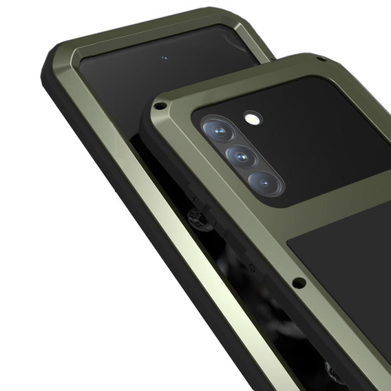 Etui Love Mei do Samsung Galaxy S21 FE, pancerne ze szkłem, zielone
